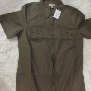 Appleseed's Olive Green Shirt Dress Button Down 18